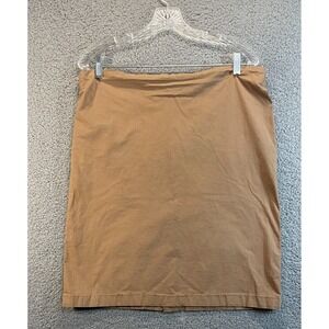 Straight Linen Skirt, Slight‎ Stretch, Back Zip,  Camel Colored Knee Length L